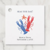Nautical Red Blue Lobster gunsttag Bedankjes Labels (Voorkant)
