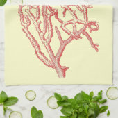  Nautical Red Coral (achtergrond aanpassen) Theedoek (Gevouwen)