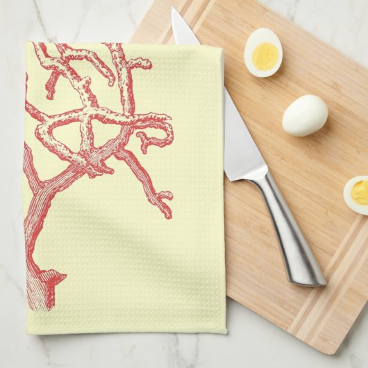  Nautical Red Coral (achtergrond aanpassen) Theedoek (Quarter Fold)