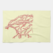  Nautical Red Coral (achtergrond aanpassen) Theedoek (Horizontaal)