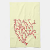  Nautical Red Coral (achtergrond aanpassen) Theedoek (Verticaal)