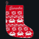 Nautical Red Crab Kleine Kerstsok<br><div class="desc">Ideaal voor strandhuizen,  nautische huizen of crabby mensen! Deze schattige krab kousen kunnen worden aangepast met behulp van de personalisatiefunctie.</div>