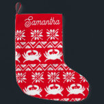 Nautical Red Crab Kleine Kerstsok<br><div class="desc">Ideaal voor strandhuizen,  nautische huizen of crabby mensen! Deze schattige krab kousen kunnen worden aangepast met behulp van de personalisatiefunctie.</div>