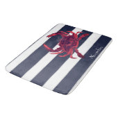 Nautical Red Crab Navy Blue White Stripes Badmat (Gekanteld)
