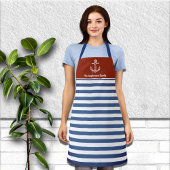 Nautical Red en Navy Striped gepersonaliseerd Schort
