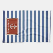 Nautical Red en Navy Striped gepersonaliseerd Theedoek (Horizontaal)