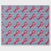Nautical Red Lobster | Blauwe en witte streep | I Cadeaupapier (Vlak)