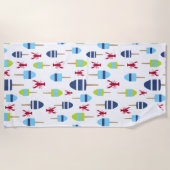 Nautical Red Lobster Buoy Fun Summer Beach House Strandlaken (Voorkant)