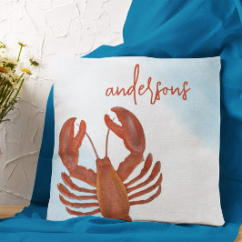 Nautical Red Lobster Custom Family Name Kussen