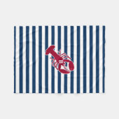 Nautical Red Lobster Monogram Blue White Stripe St Fleece Deken (Voorkant (Horizontaal))