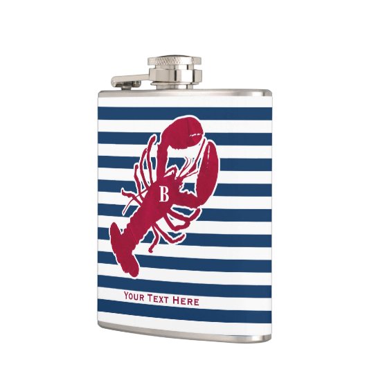 Nautical Red Lobster Monogram Blue White Stripe St Heupfles (Links)