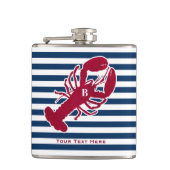 Nautical Red Lobster Monogram Blue White Stripe St Heupfles (Voorkant)