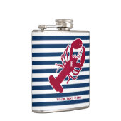 Nautical Red Lobster Monogram Blue White Stripe St Heupfles (Rechts)