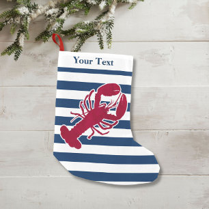 Nautical Red Lobster Monogram Blue White Stripe St Kleine Kerstsok