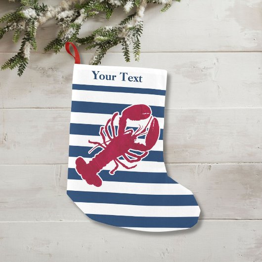 Nautical Red Lobster Monogram Blue White Stripe St Kleine Kerstsok