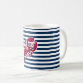 Nautical Red Lobster Monogram Blue White Stripe St Koffiemok (Voorkant rechts)