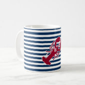 Nautical Red Lobster Monogram Blue White Stripe St Koffiemok (Voorkant links)