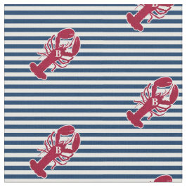Nautical Red Lobster Monogram Blue White Stripe St Stof