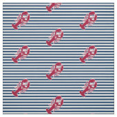 Nautical Red Lobster Monogram Blue White Stripe St Stof (Swatch)