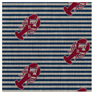 Nautical Red Lobster Monogram Blue White Stripe St Stof
