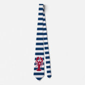 Nautical Red Lobster Monogram Blue White Stripe St Stropdas (Voorkant)
