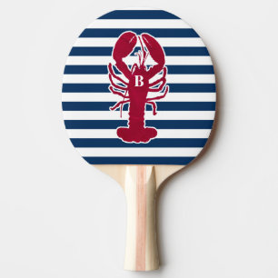Nautical Red Lobster Monogram Blue White Stripe St Tafeltennisbatje