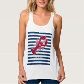 Nautical Red Lobster Monogram Blue White Stripe St Tanktop (Voorkant)