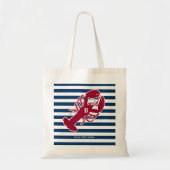 Nautical Red Lobster Monogram Blue White Stripe St Tote Bag (Voorkant)