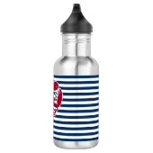 Nautical Red Lobster Monogram Blue White Stripe St Waterfles (Rechts)