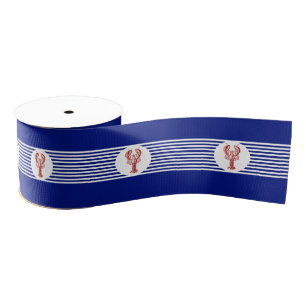 Nautical Red Lobster & Stripes Grosgrain Lint