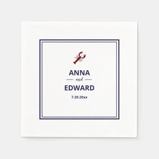 Nautical Red Lobster Wedding Paper Napkin Servet (Voorkant)