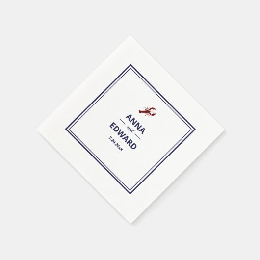 Nautical Red Lobster Wedding Paper Napkin Servet (Hoek)