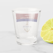 Nautical Red maroon burgundy Monogram Lake House Shot Glas (Achterkant)