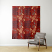 Nautical Red Octopus Zee Monster Illustratie Wandkleed (In situ)