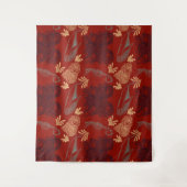 Nautical Red Octopus Zee Monster Illustratie Wandkleed (Voorkant)