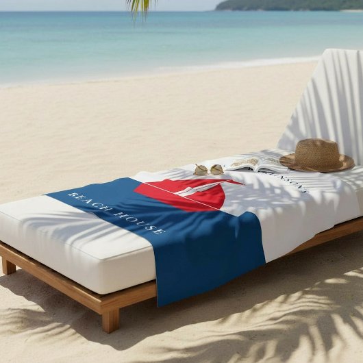 Nautical Red Sailboat Personalized Family Name  Strandlaken