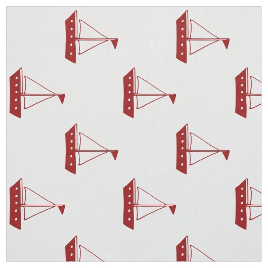 Nautical Red Sailboten op White Stof (Swatch)