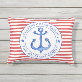 Nautical Red Stripes - Aangepaste buitenkant Pillo Buitenkussen