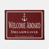 Nautical Red Welcome Aboard Name Anchor Deurmat (Voorkant)