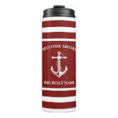 Nautical Red Welcome Aboard Name Anchor Thermosbeker (Voorkant)