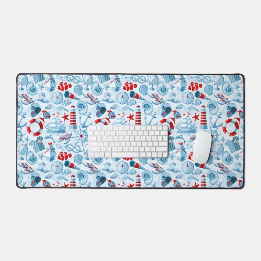 Nautical Red White And Blue Pattern Bureaumat (Keyboard & Muis)