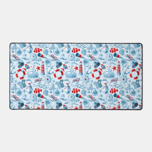 Nautical Red White And Blue Pattern Bureaumat (Voorkant)