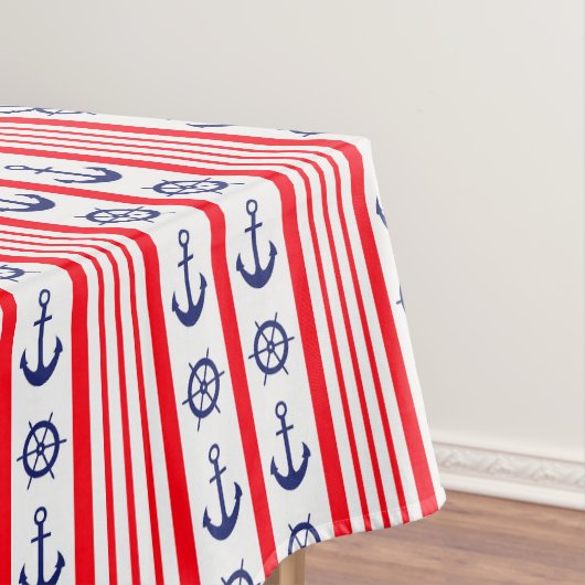 Nautical Red White Blue Anchors Ships Wheels Boat Tafelkleed (Voorbeeld)