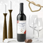 Nautical Red, White, & Blue Anemones Dated Wedding Wijn Etiket