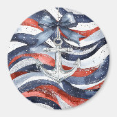 Nautical Red White Blue Bow Anchor Magneet (Voorkant)