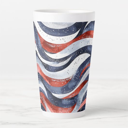 Nautical Red White Blue   Latte Mok (Voorkant)