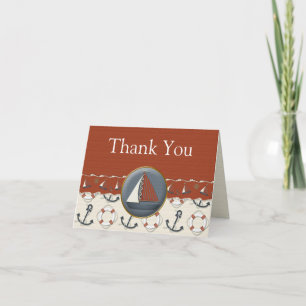 Nautical Red White Blue Sailboat Thank You Cards Bedankkaart
