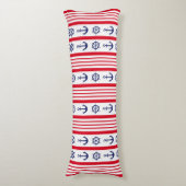 Nautical Red White Blue Sailing Anchor Bedding Lichaamskussen (Voorkant Verticaal)