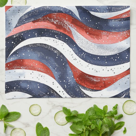 Nautical Red White Blue   Theedoek (Gevouwen)