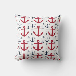 Nautical Red White en Blue Anchors Kussen